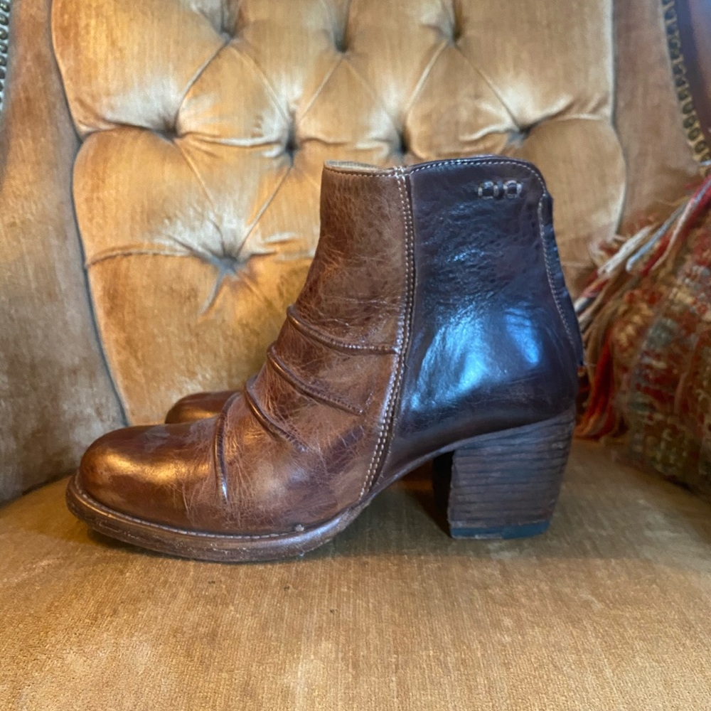 Bed Stu Cobbler Series Brown Leather Ankle Boots